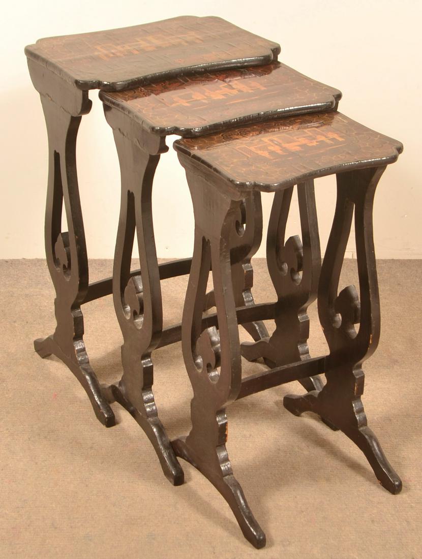 Antique Nest of Three Oriental Lacquered Stands. (1 of 4)