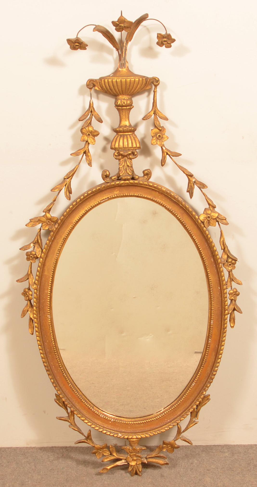 19th Century Gilt Frame Oval Wall Mirror. (1 of 4)