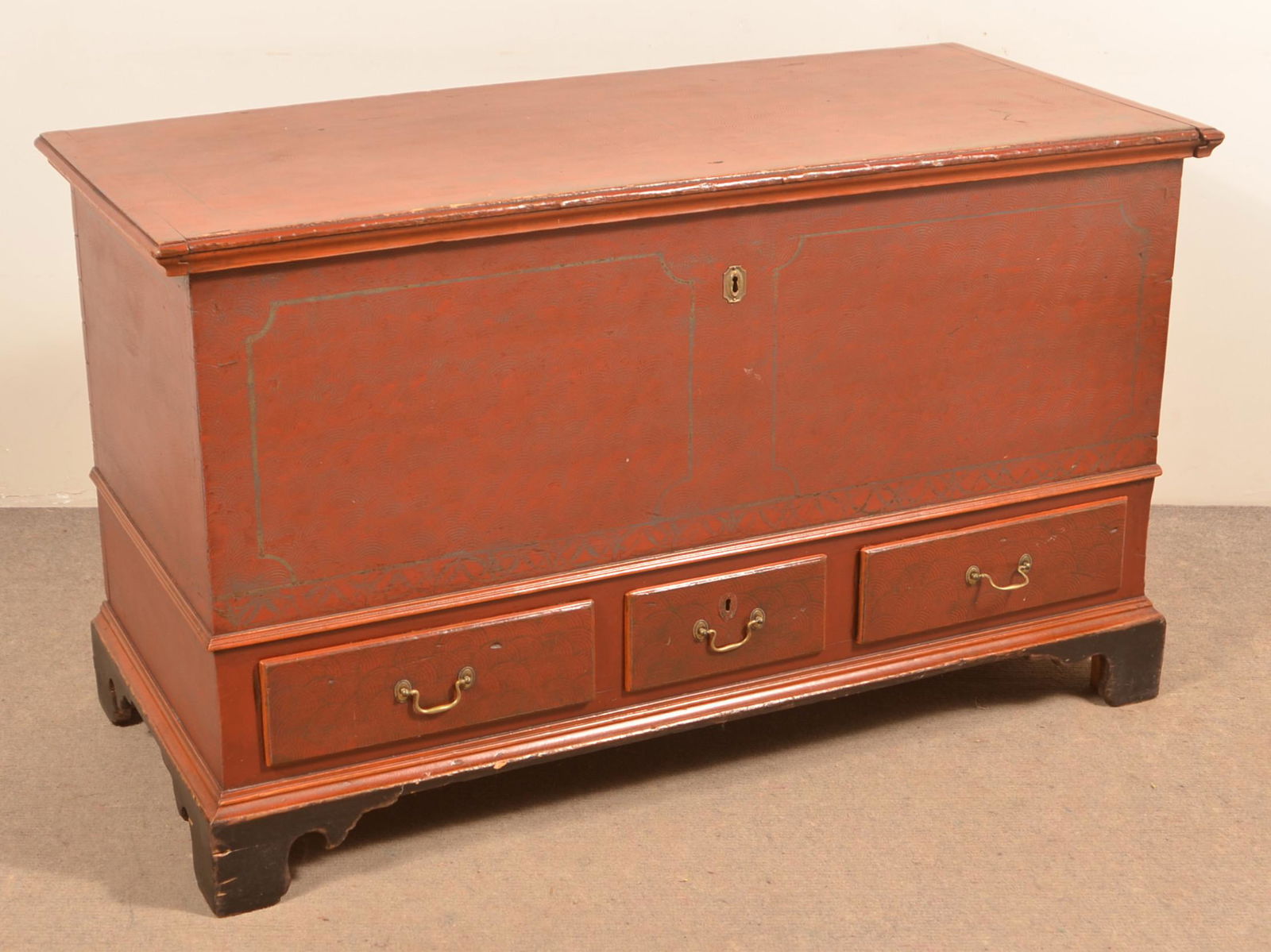 PA Chippendale Paint Decorated Softwood Dower Chest. (1 of 6)