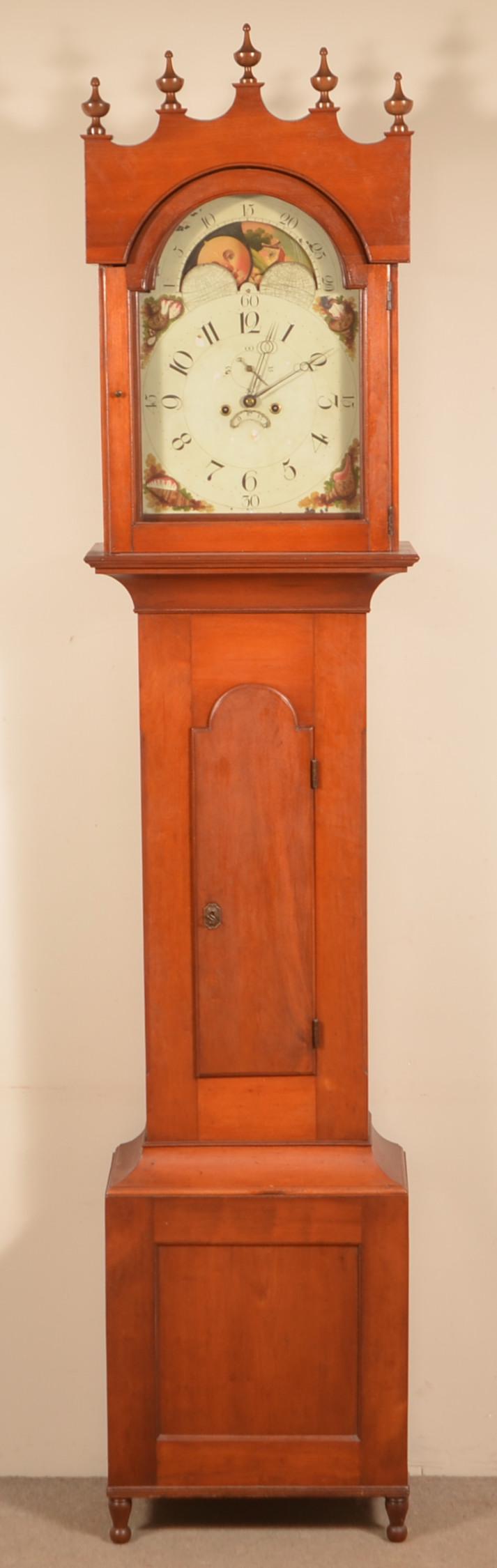 Pennsylvania Sheraton Cherry Tall Case Clock. (1 of 7)