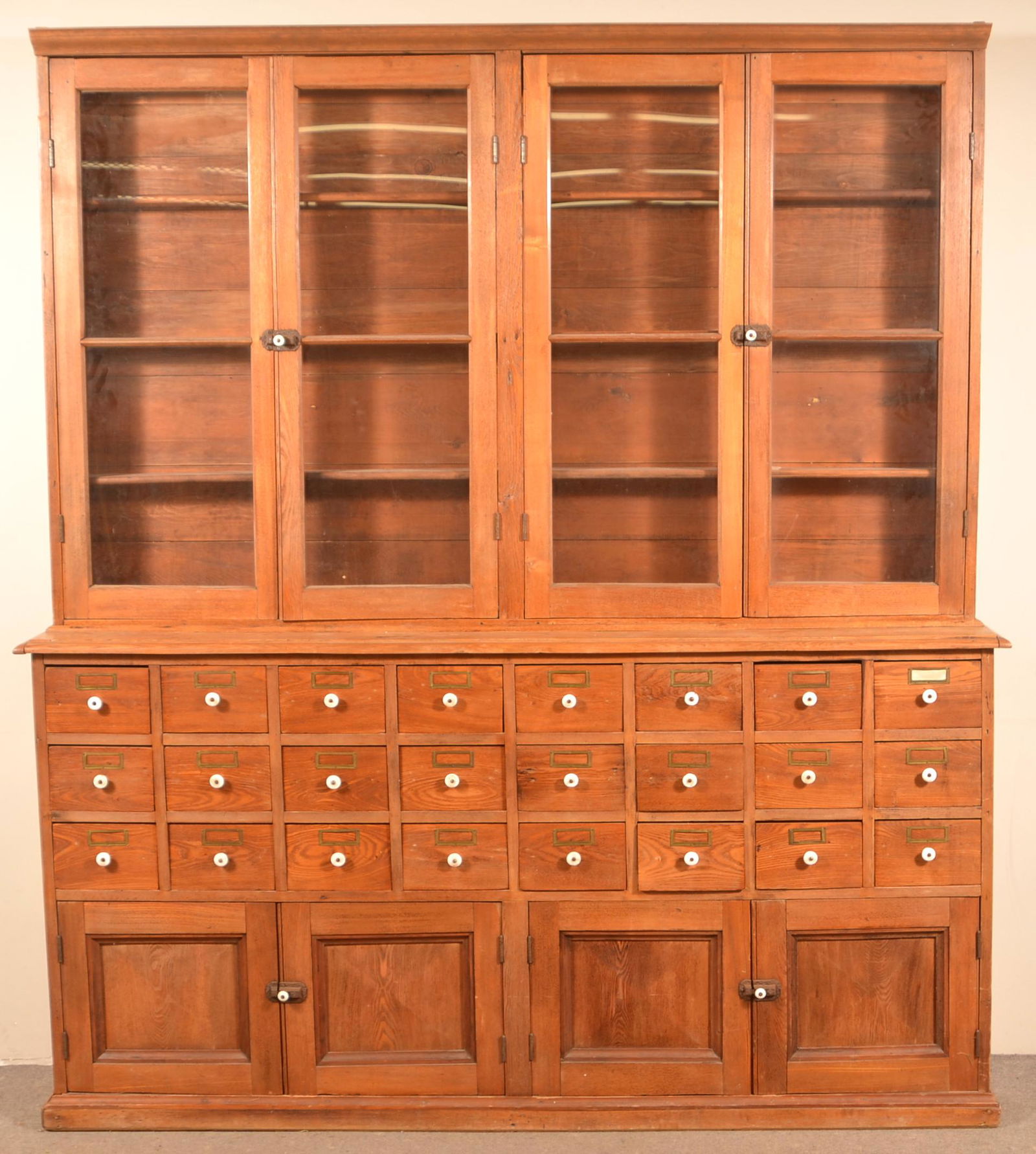 19th Century Oak Two Part Apothecary Cabinet. (1 of 2)