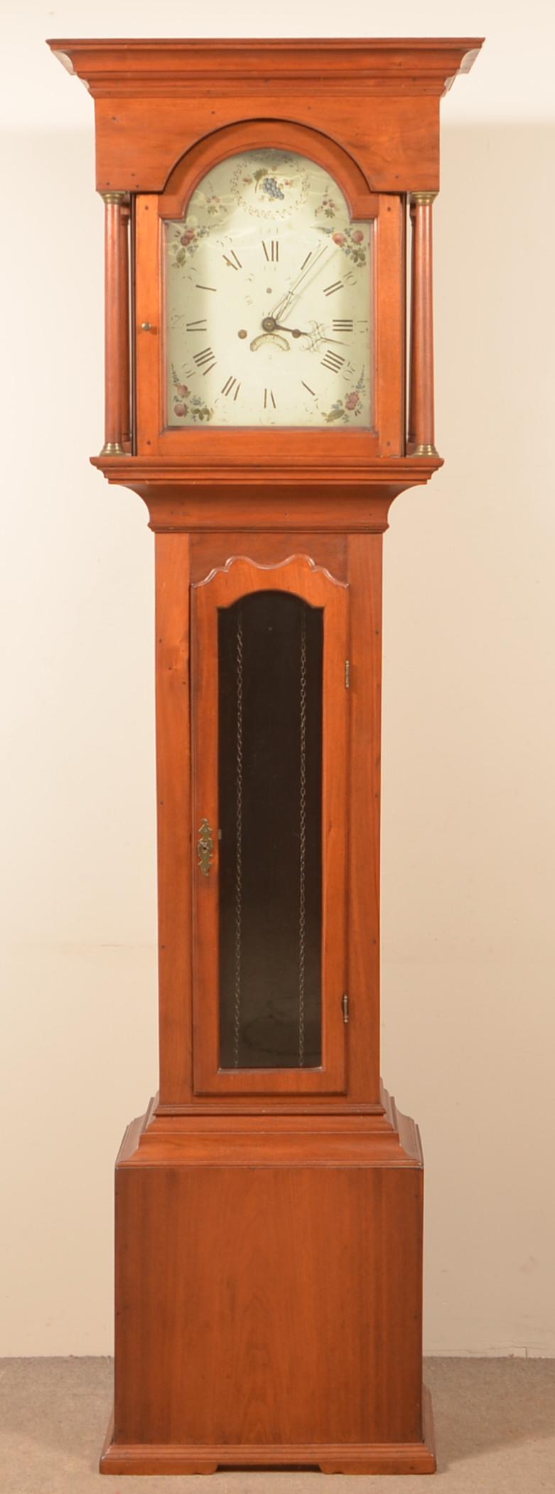 American Chippendale Flat Top Tall Case Clock. (1 of 6)