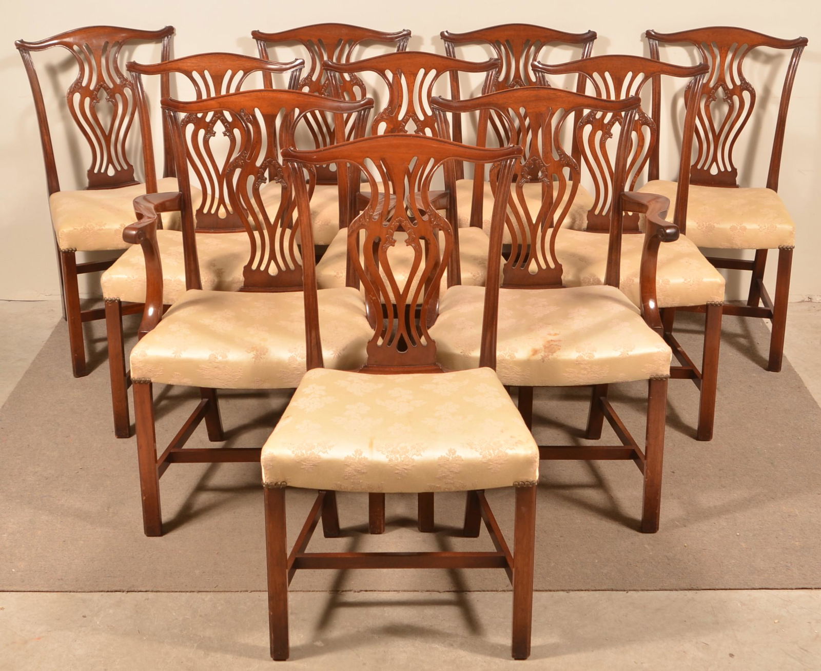 10 English Chippendale Style Mahogany Dining Chairs. (1 of 3)