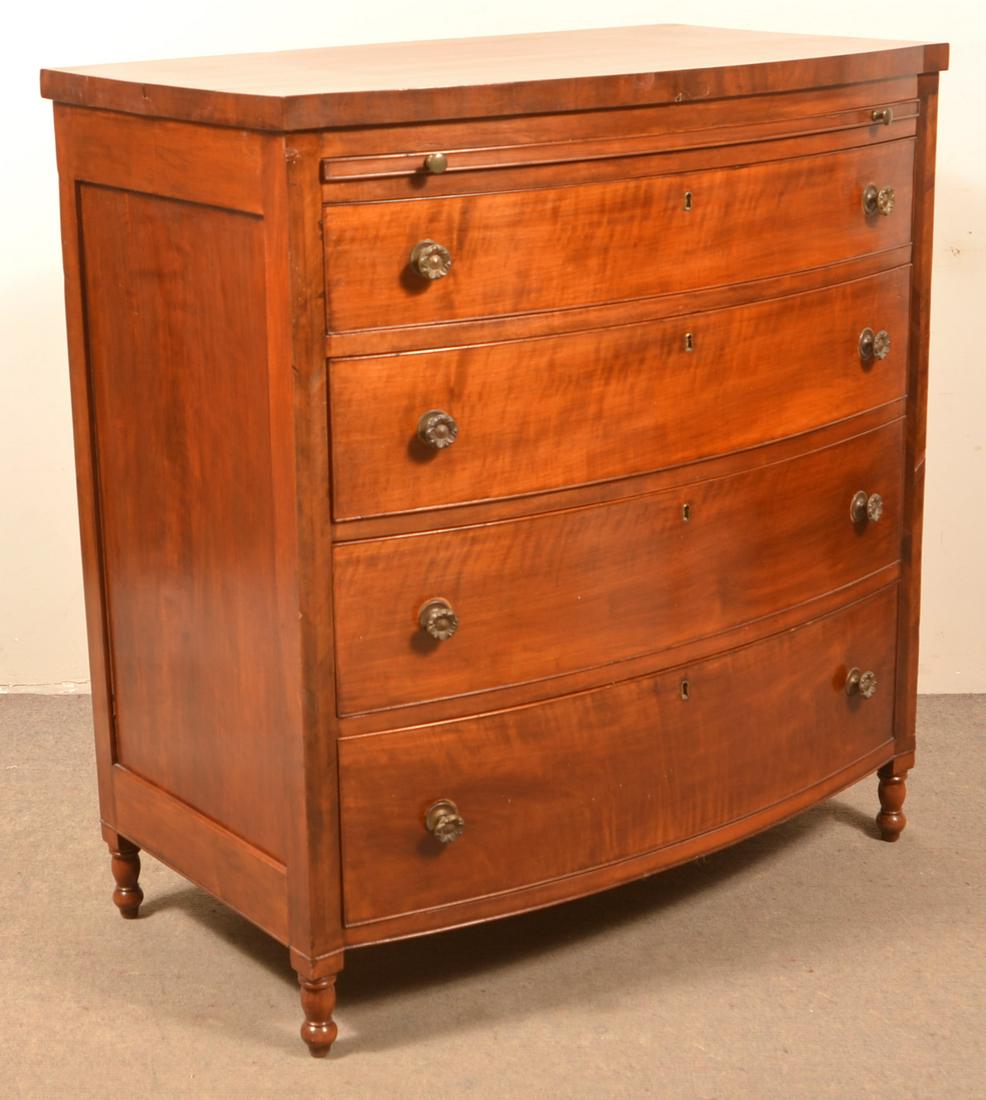 PA Sheraton Cherry Bowfront Chest of Drawers. (1 of 3)