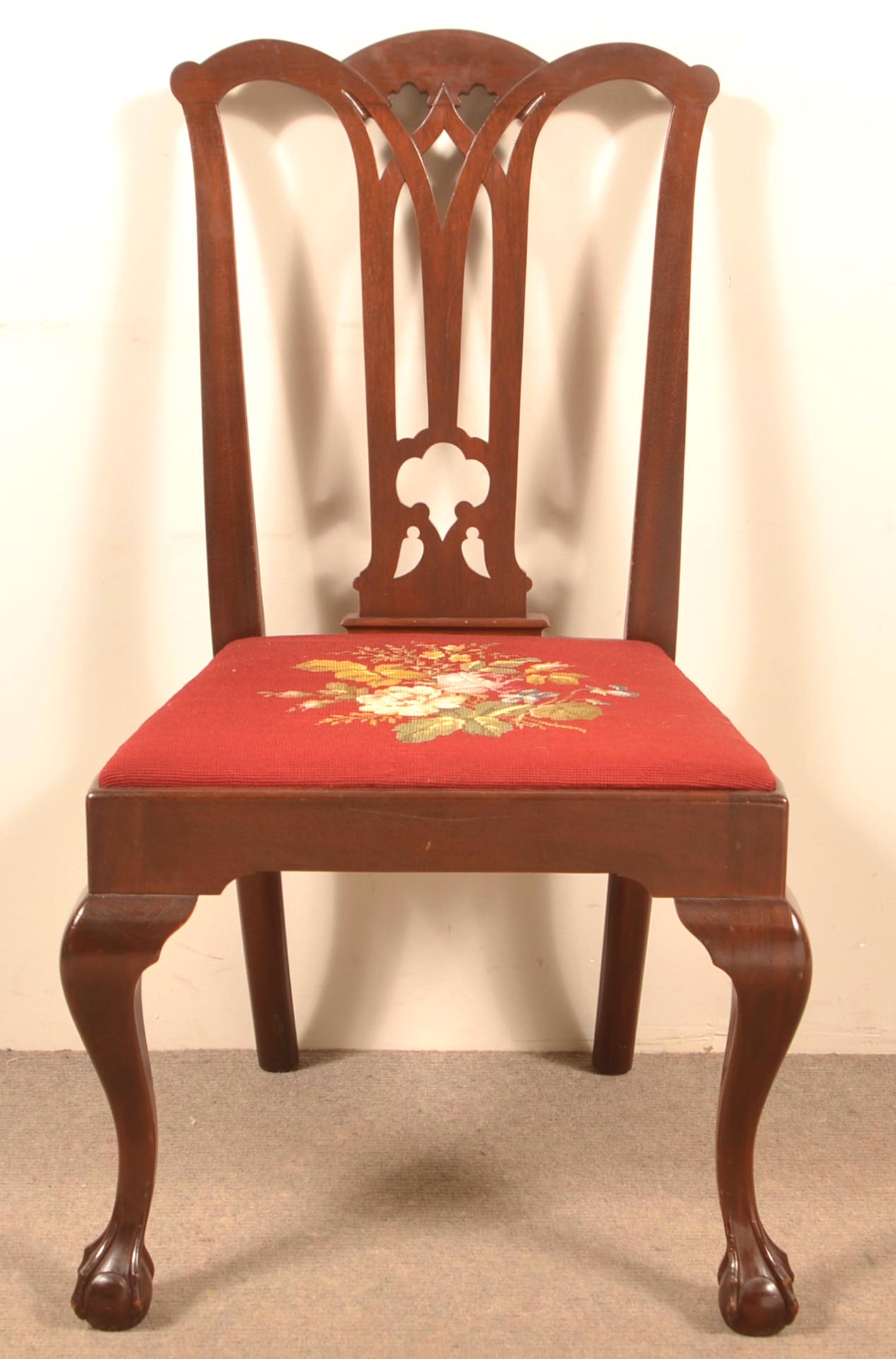 A. W. Marlow York, PA Chippendale Style Mahog. Chair. (1 of 3)