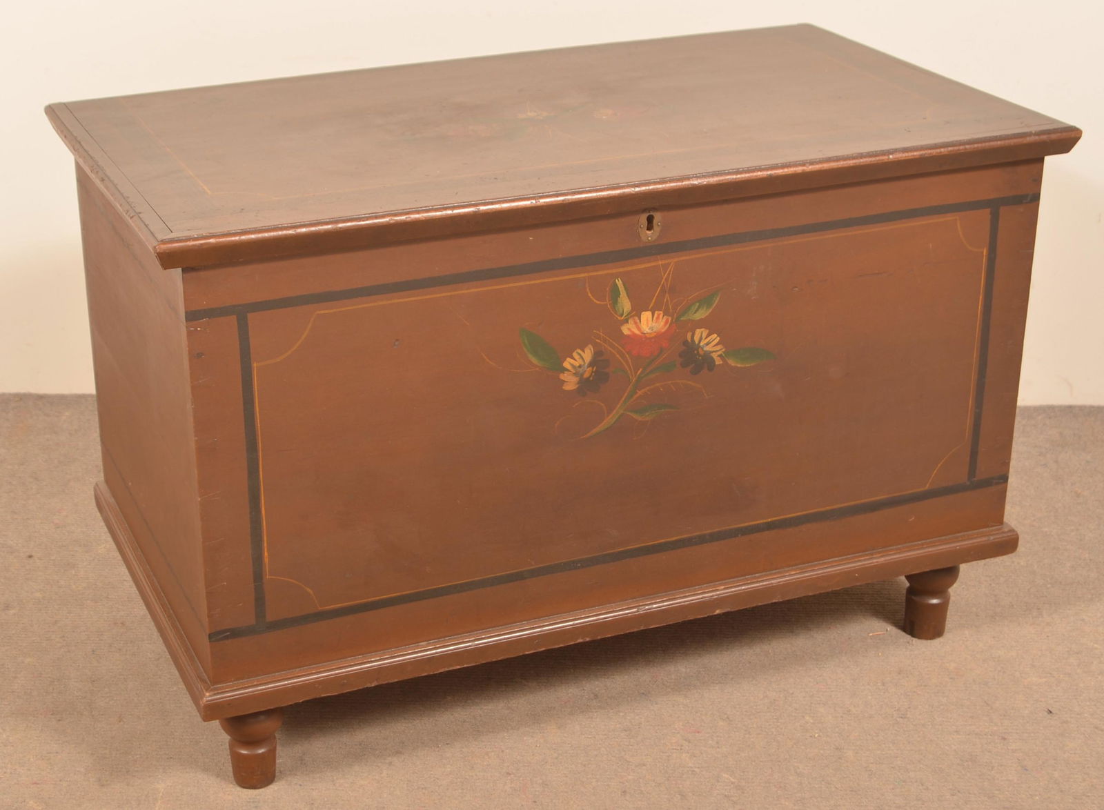 Lancaster, PA Floral Decorated Softwood Blanket Chest. (1 of 5)