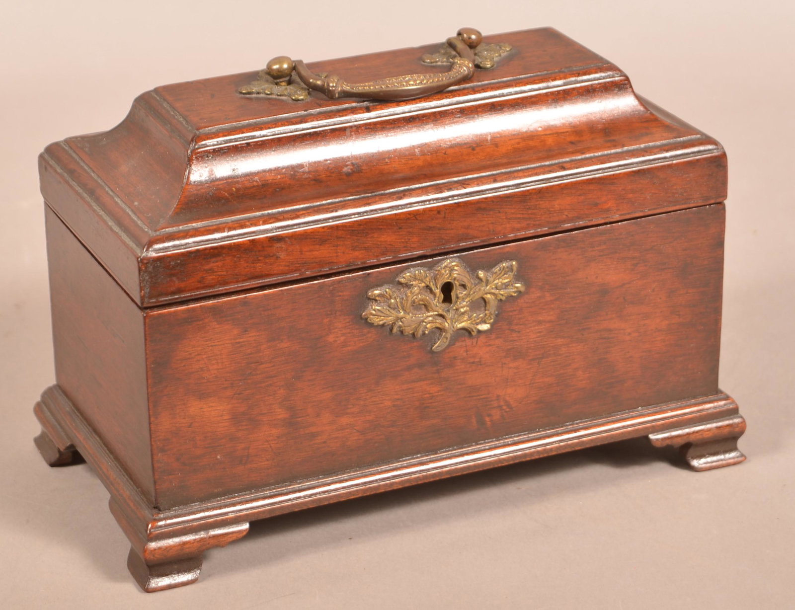 American Chippendale Walnut Ink Set Chest.: American Chippendale Walnut Ink Set Chest. Cove molded hinged lid, fitted interior and ogee bracket feet. 7"h. x 9-3/4"w. x 5-1/4"d. Tex Johnson Collection. Condition: Good with use wear.