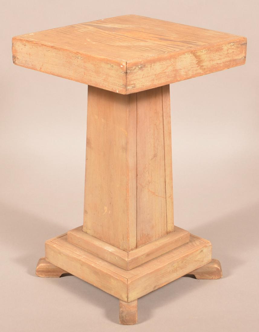 Antique/Vintage Softwood Small Pedestal.: Antique/Vintage Softwood Small Pedestal. 17-1/4"h. Condition: Good with wear, split on top.