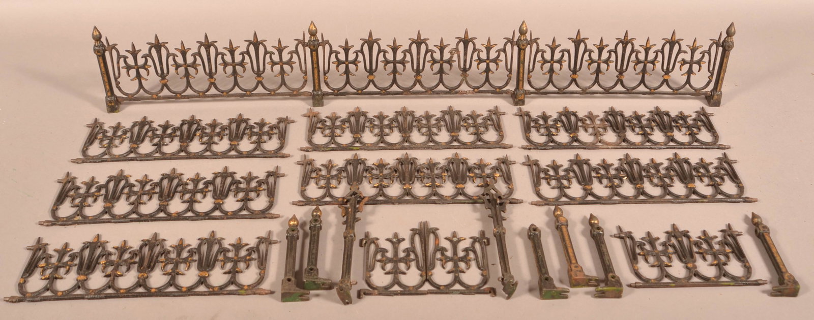 Antique Cast Iron Christmas Yard Fencing.: Antique Cast Iron Christmas Yard Fencing. Condition: Good with minor wear, original paint.
