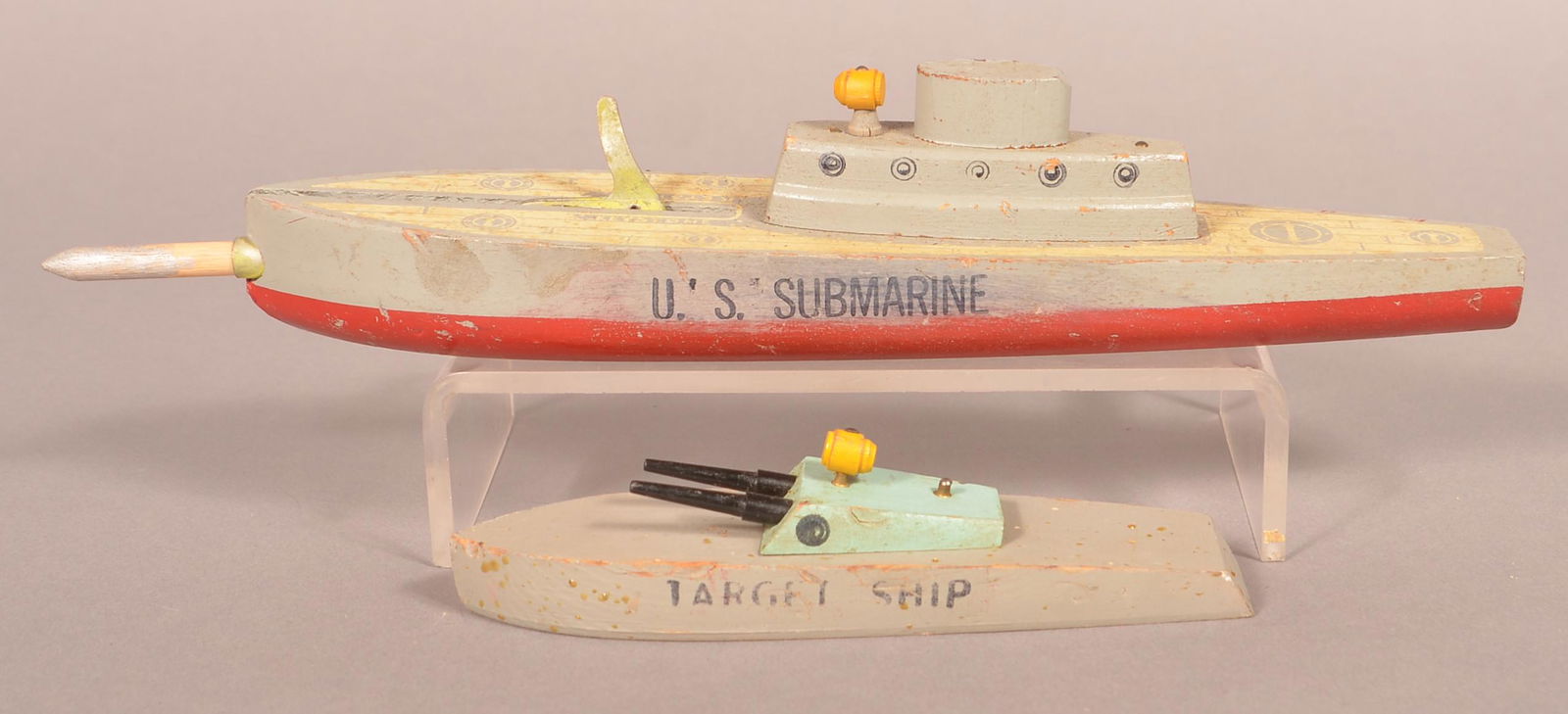 Two Keystone Painted Wood Boat Toys. (1 of 2)