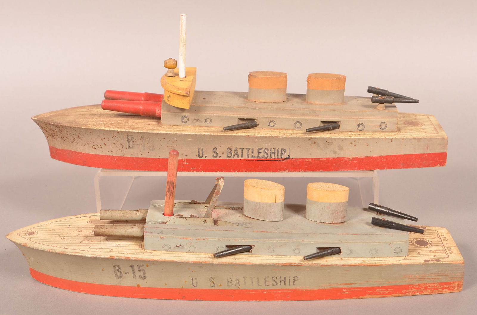 Two Keystone Painted Wood Boat Toys. (1 of 2)