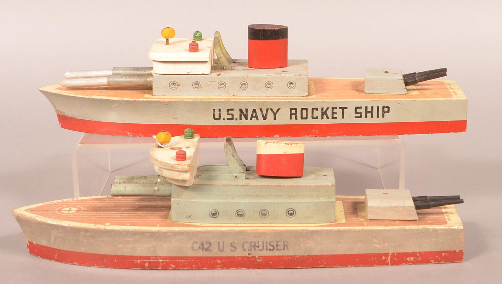 Two Keystone Painted Wood Boat Toys. (1 of 2)