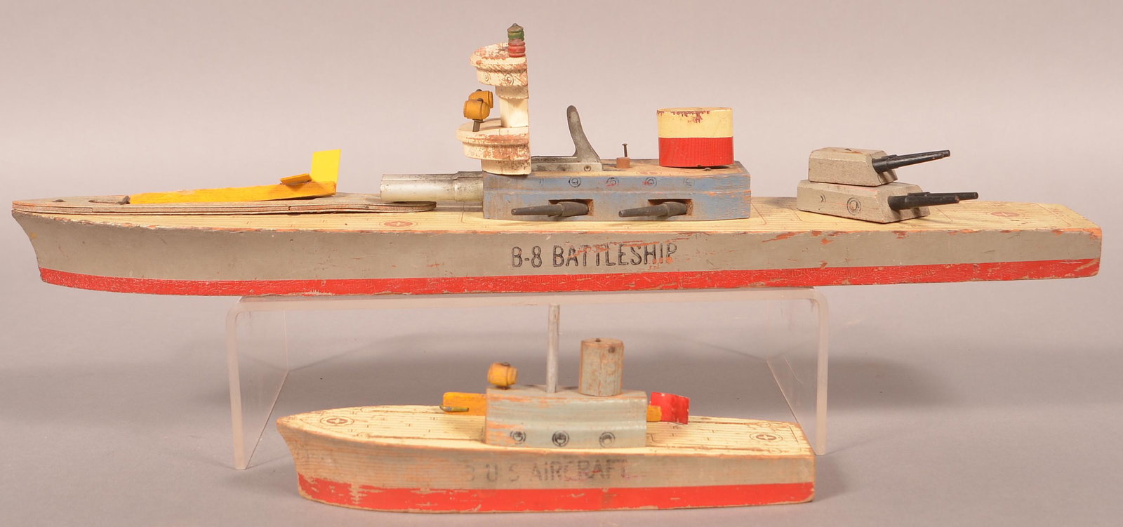 Two Keystone Painted Wood Boat Toys. (1 of 2)
