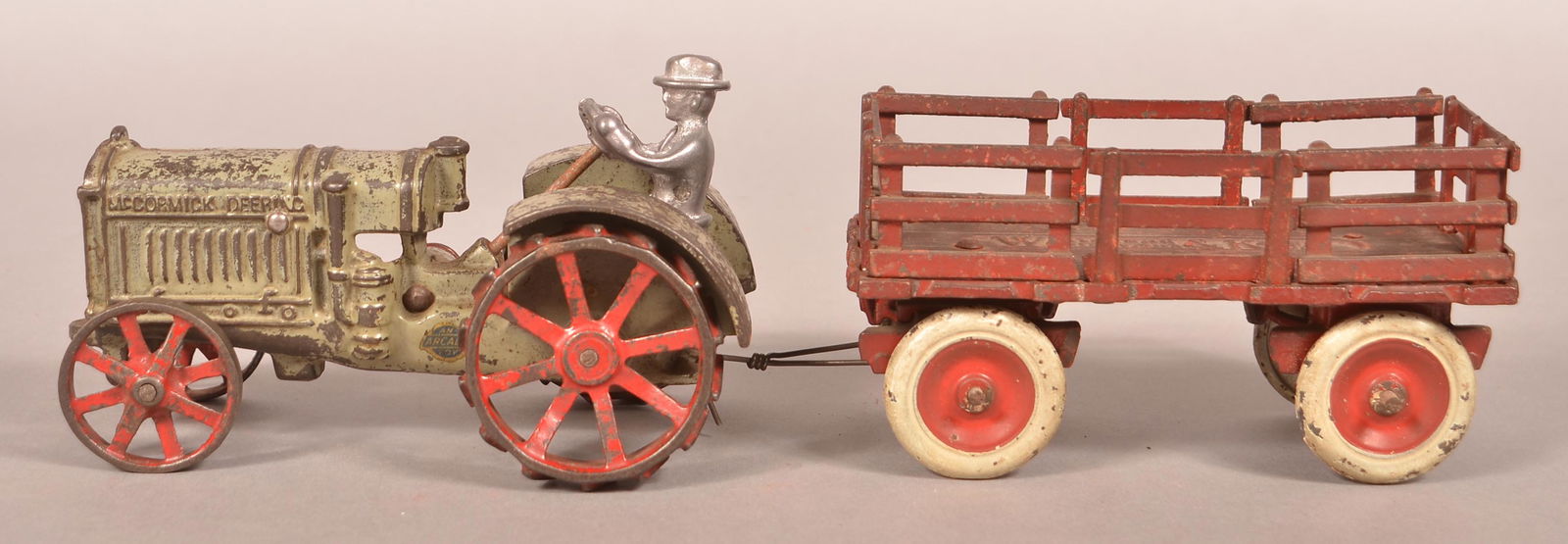 Arcade Cast Iron Tractor and Stake Body Wagon. (1 of 5)