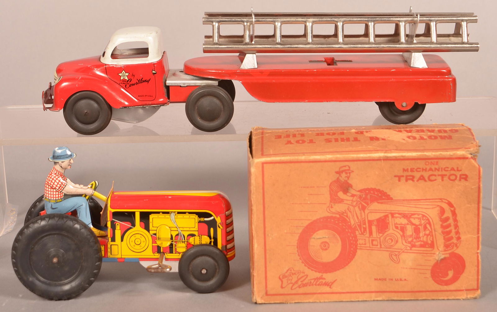 Two Courtland Tin Litho Wind-up Vehicles. (1 of 3)