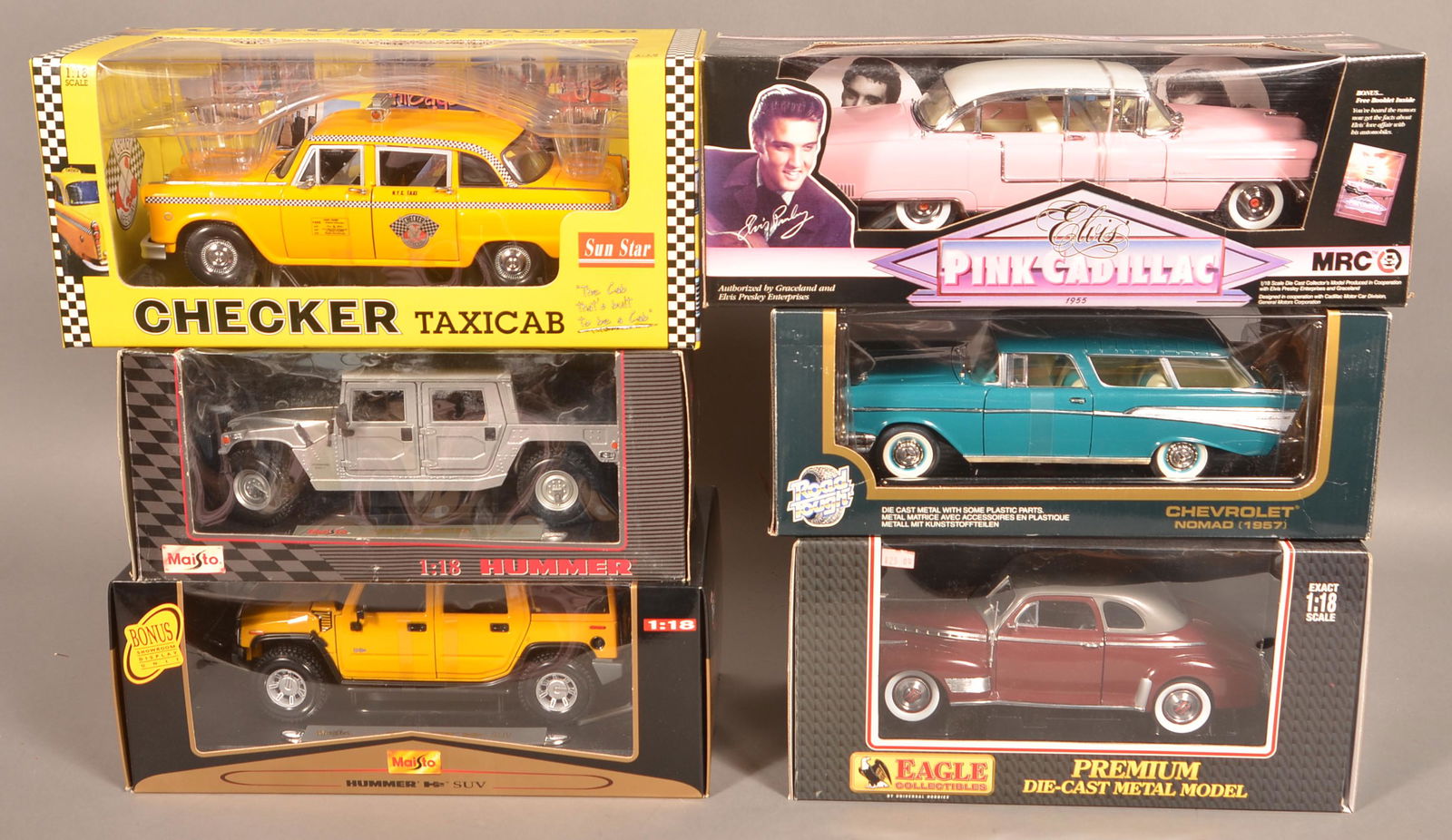 Six 1:18 Scale Die-cast Vehicles. (1 of 2)