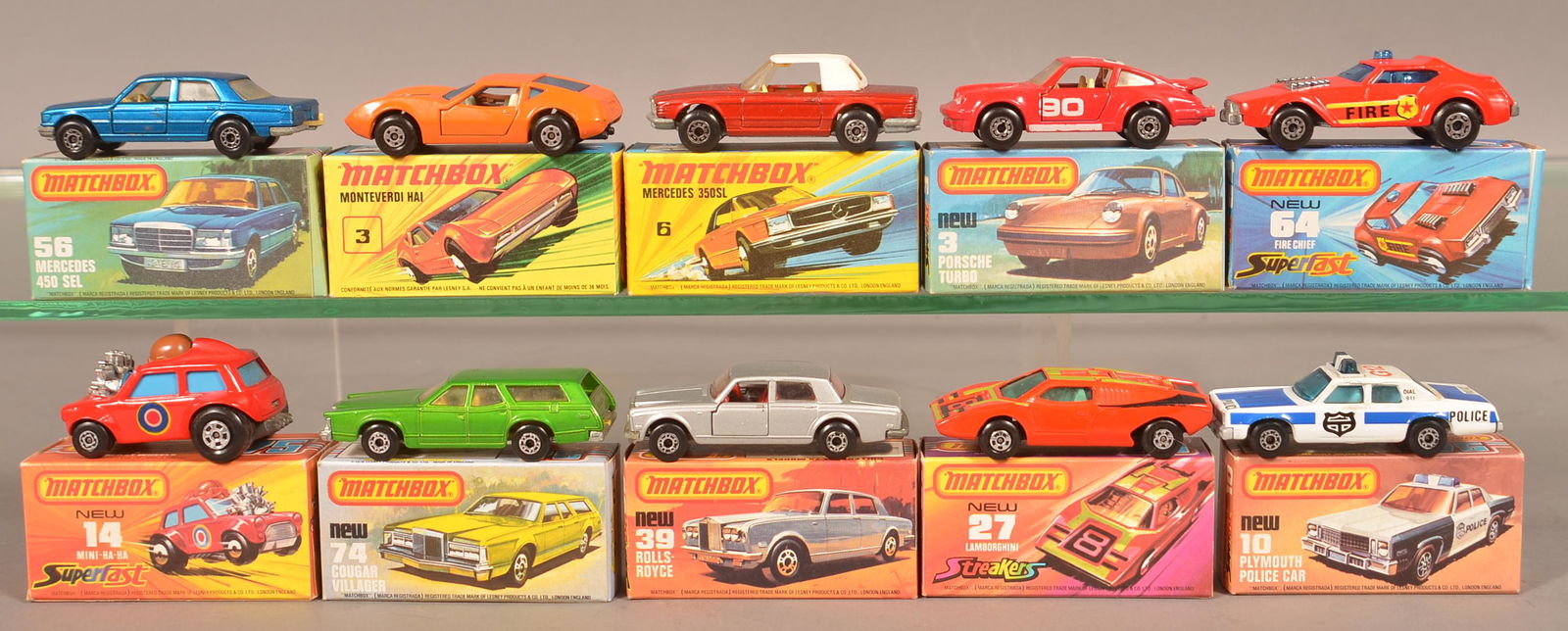 10 Lesney Matchbox "Superfast" Toy Vehicles in Boxes. (1 of 2)