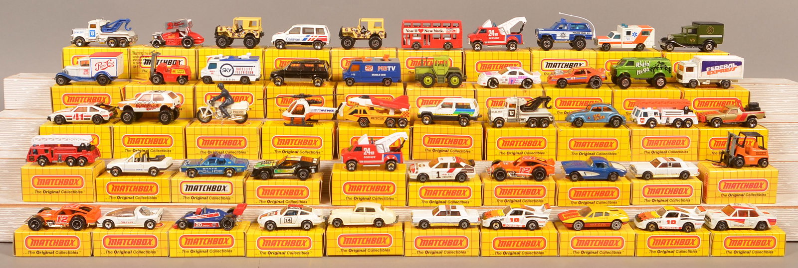 Lot of 50 Matchbox Vehicles in Boxes. (1 of 2)