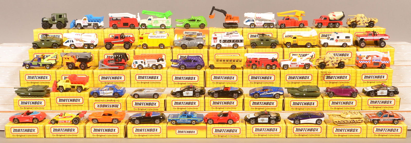 Lot of 50 Matchbox Vehicles in Boxes. (1 of 2)