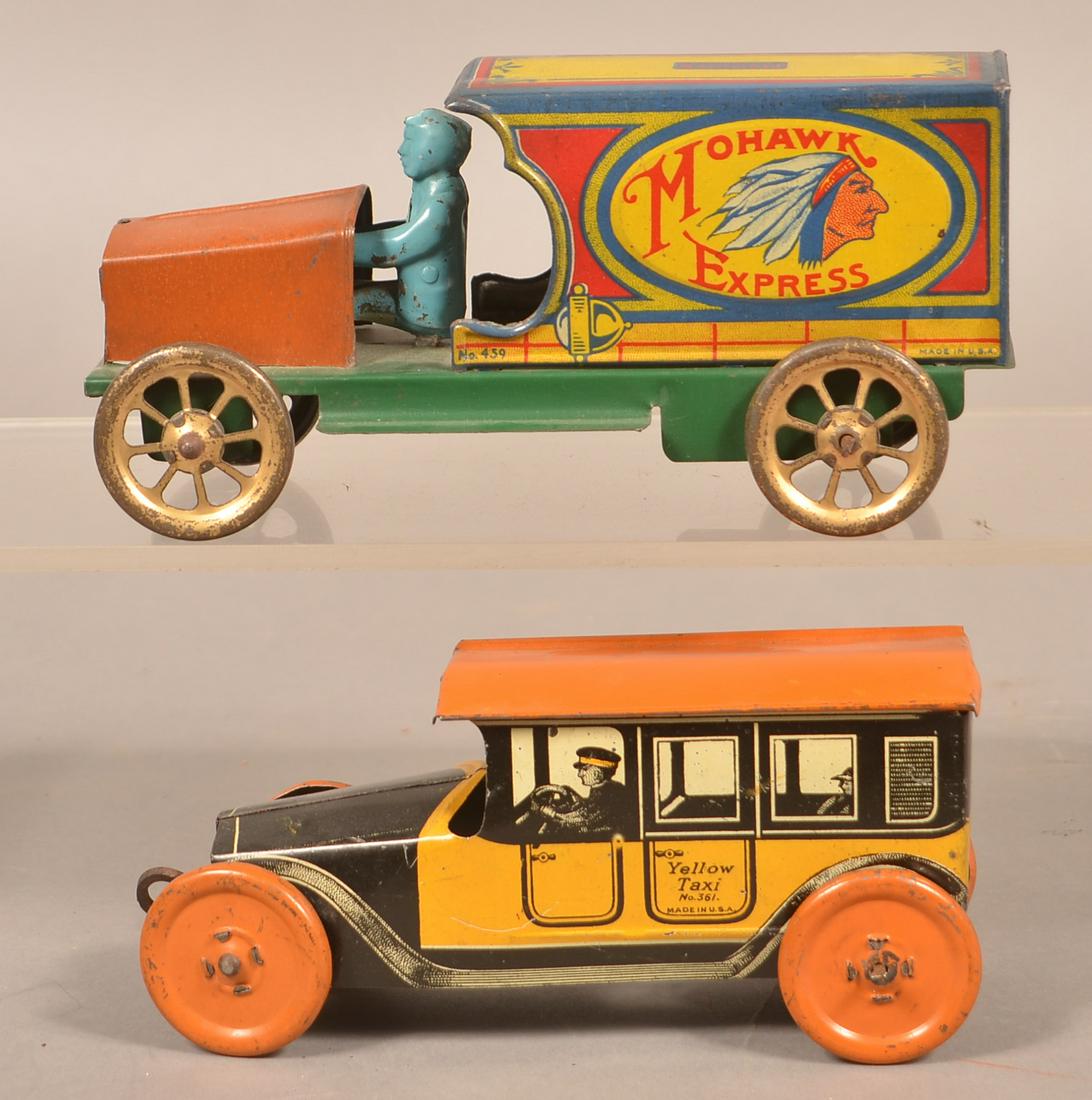 Two Vintage Mohawk Toys Tin Litho Vehicles. (1 of 5)
