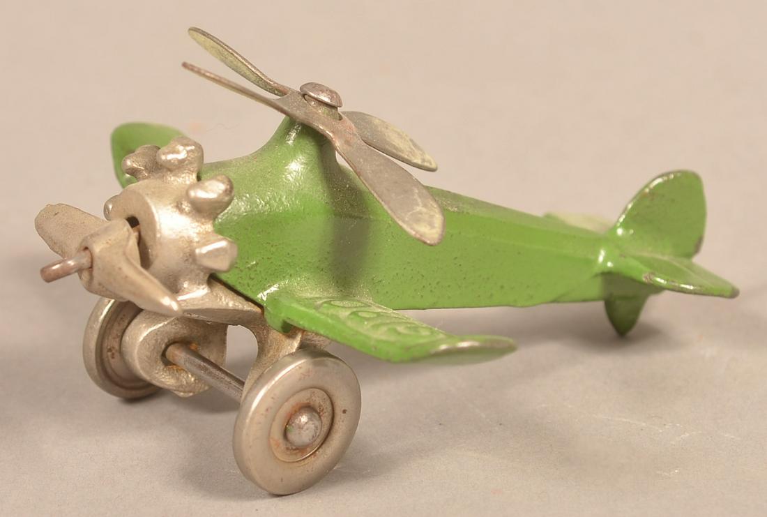 Hubley Green Cast Iron "Giro-Plane" Toy. (1 of 4)