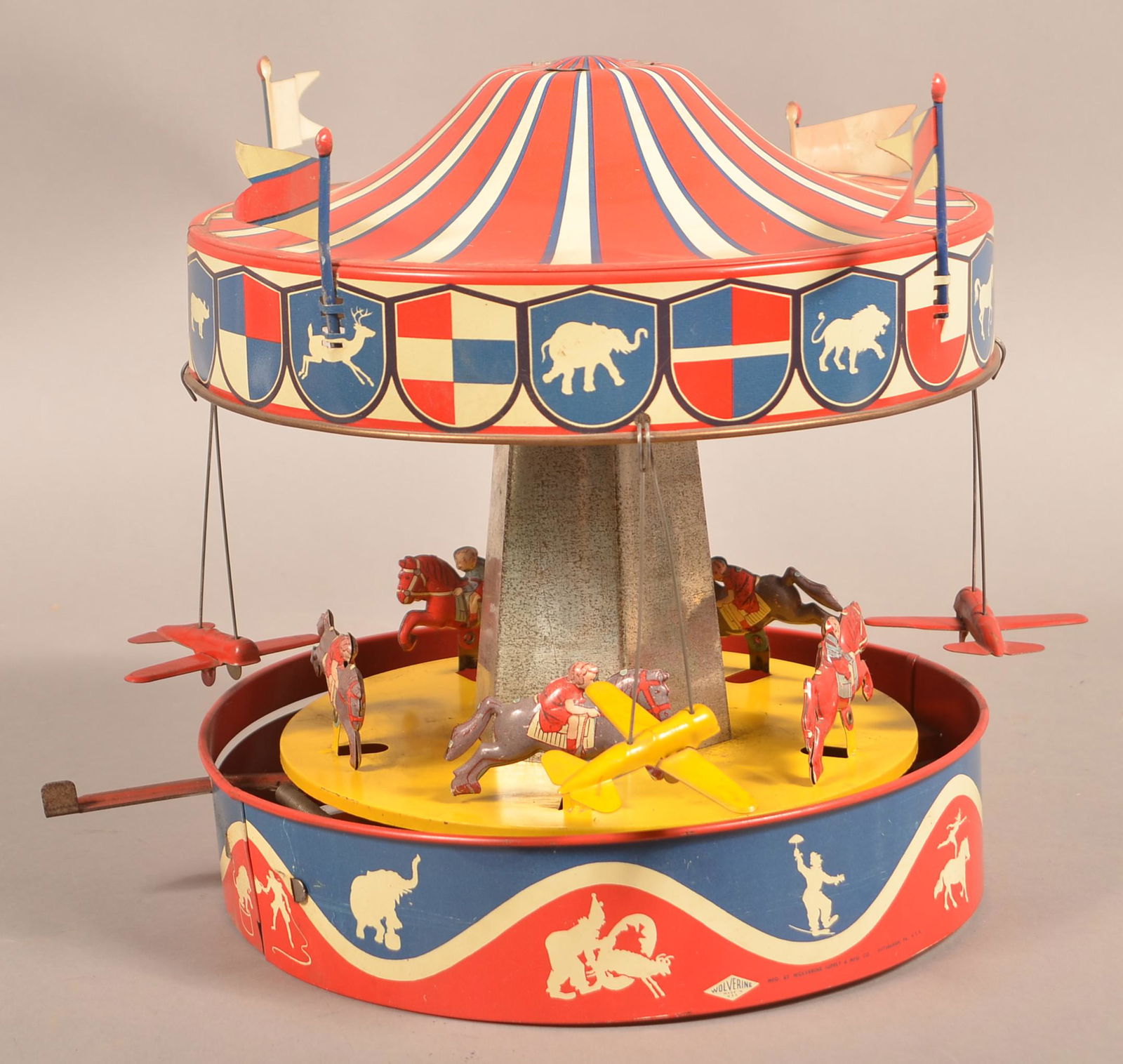 Wolverine Tin Lithograph Spring Lever Carousel. (1 of 4)