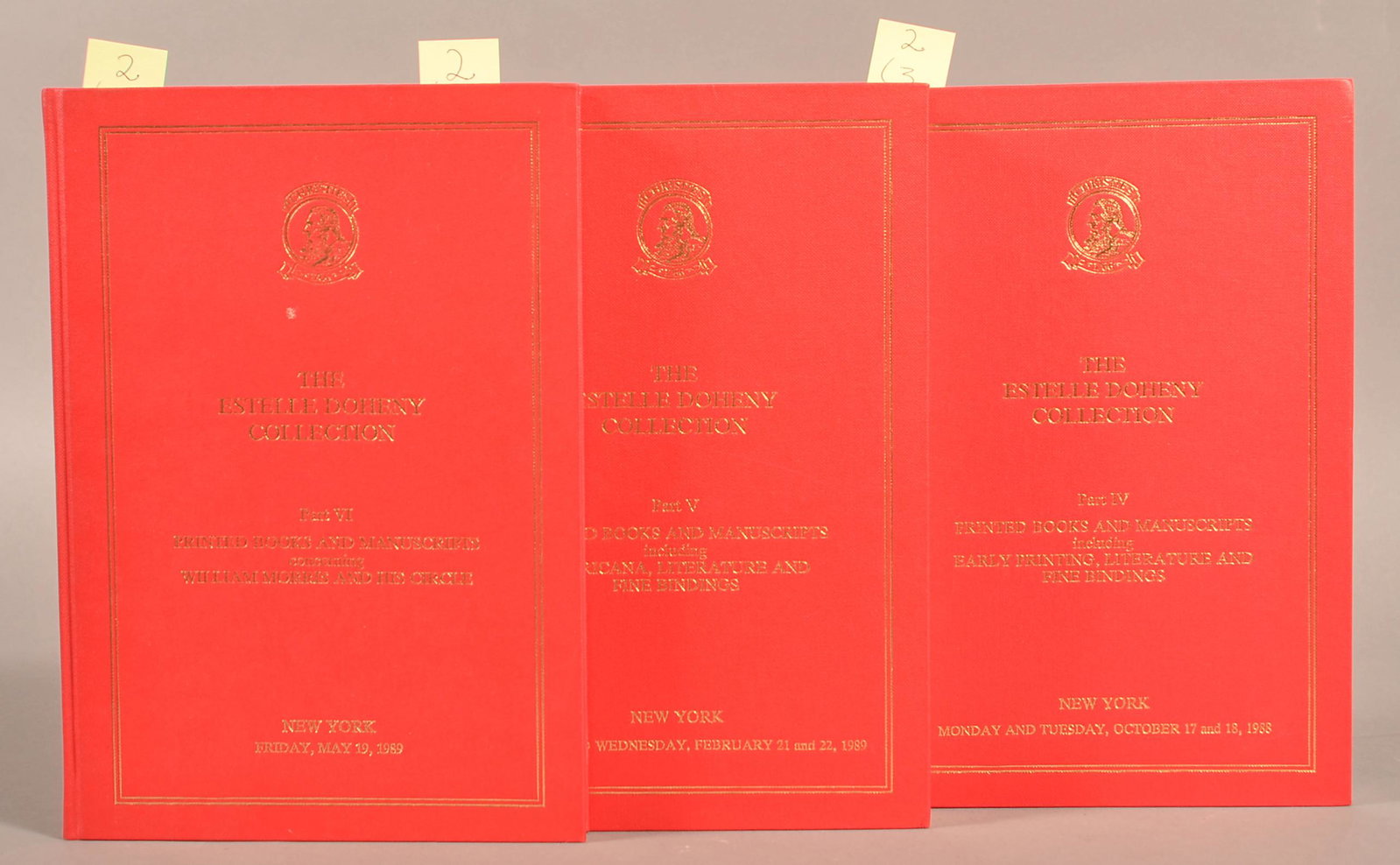The Doheny Collection Rare Books 3 Vols: The Estelle Doheny Collection. Books & Manuscripts, Literature, Americana, Wm. Morris & His Circle. Christie's 1987. Volumes 4, 5 & 6 (of 7). Condition: Fine