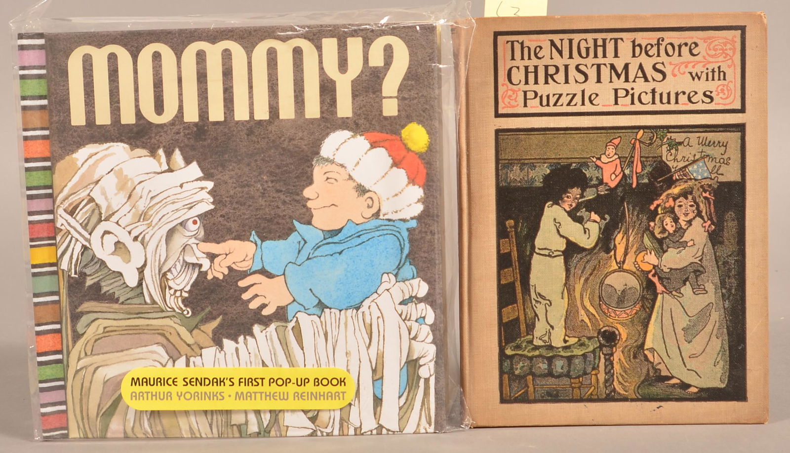 Night Before Christmas + Sendak Pop-Up: The Night Before Christmas Puzzle Pictures. Altemus 1907. 8vo. Color frontis detached. Black & white Illust. + Sendak. Mommy? "Sendak's first pop up book." 2006. Condition: Very Good