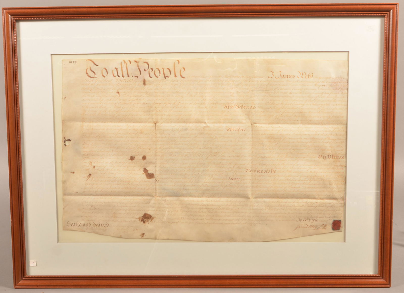 1768 Framed Deed Warwick Twp Lancaster Co PA (1 of 6)