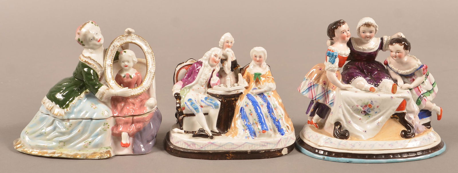 Three Antique Porcelain Figural Inkwells. (1 of 4)