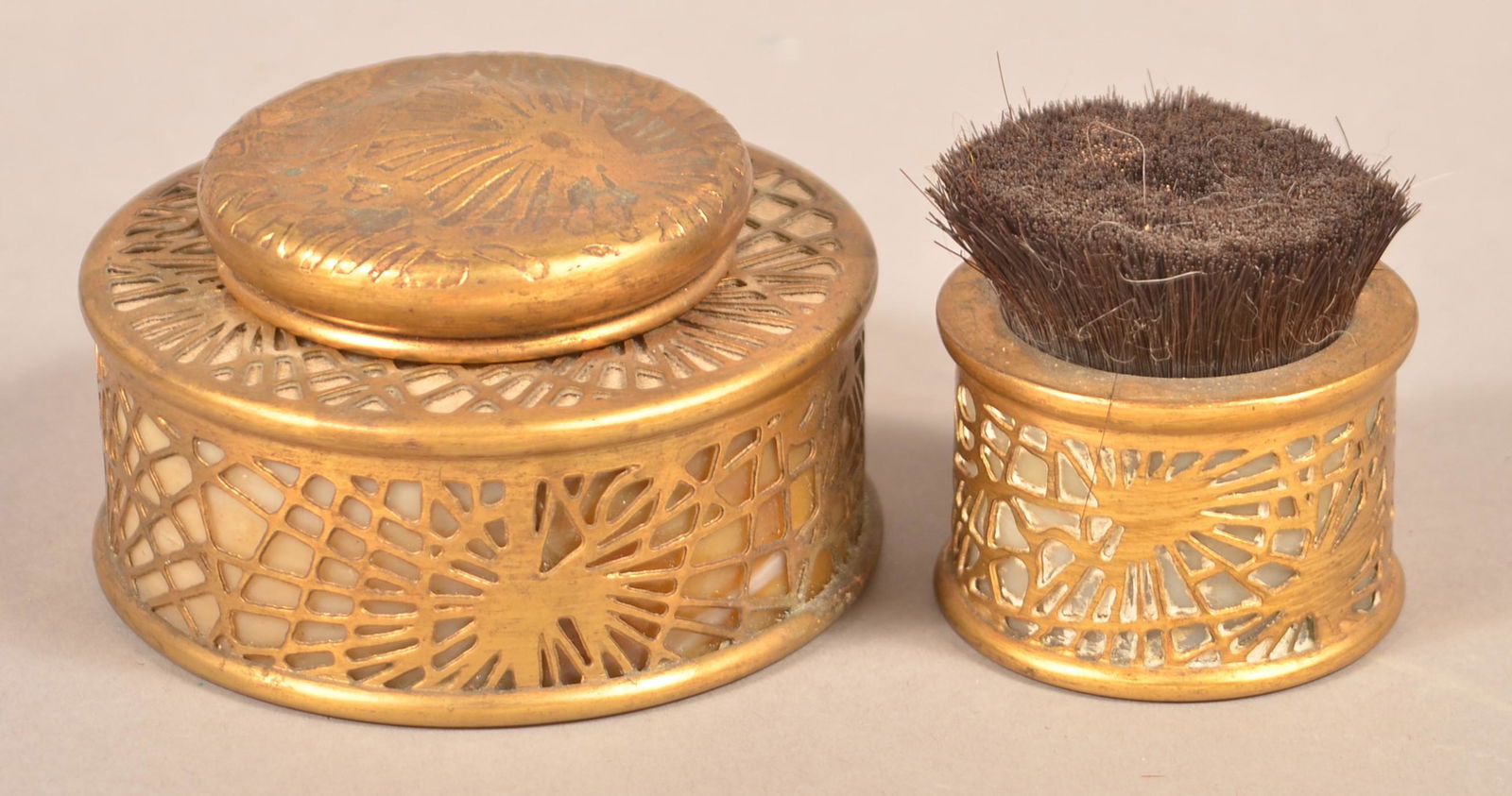 Tiffany Studios Pine Needle Pattern Two Piece Ink Set. (1 of 7)