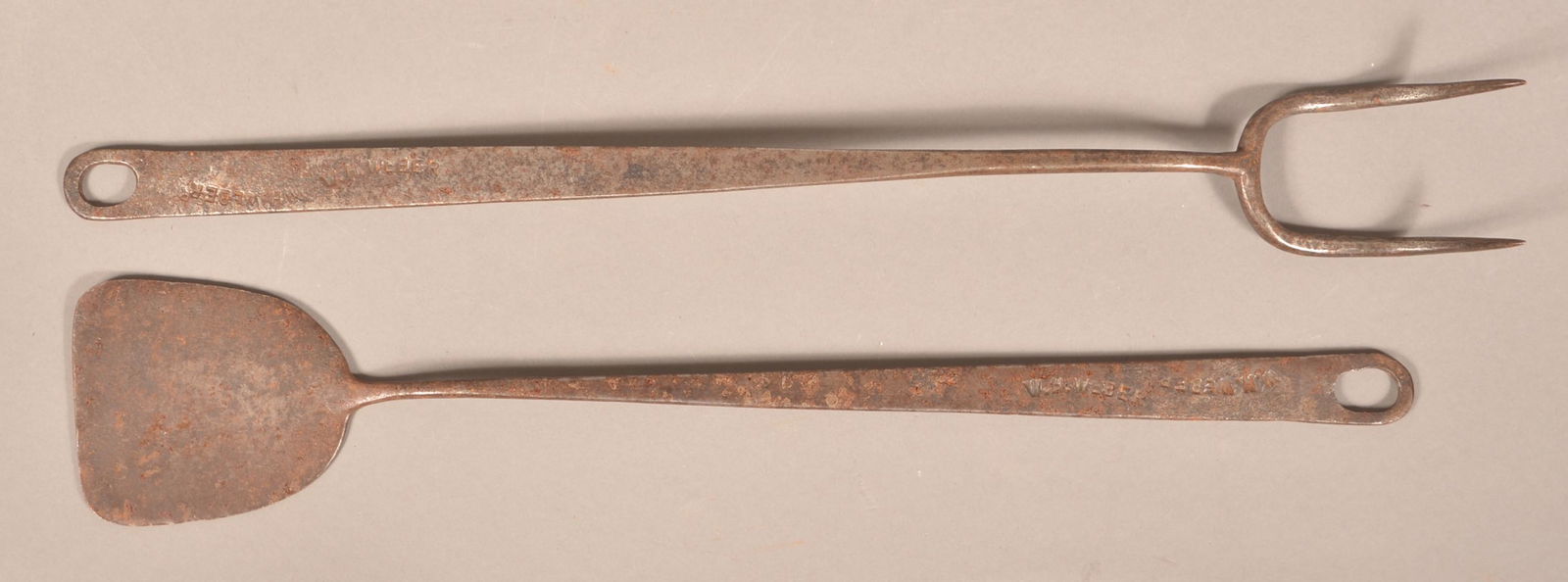 Wrought Iron Fork and Spatula Stamped "W.H. Weber". (1 of 3)