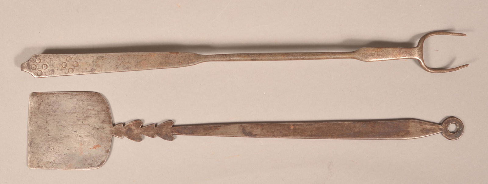 19th Century Wrought Iron Fork and Spatula. (1 of 4)