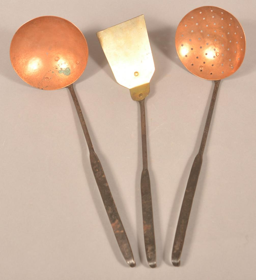 Three Wrought Iron Handle Utensils Stamped "H.L.". (1 of 3)