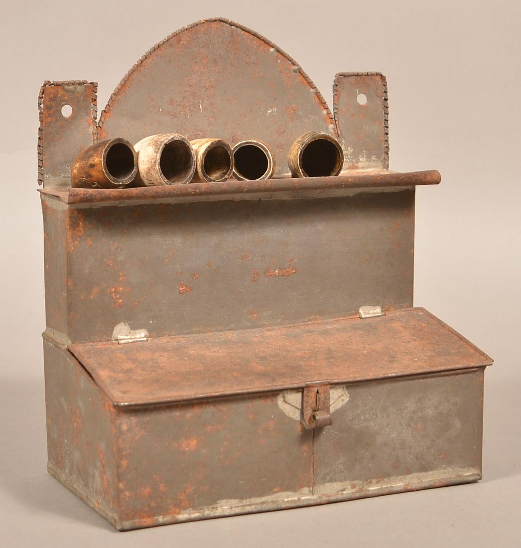 19th Century Tin Hanging Pipe/tobacco Box.