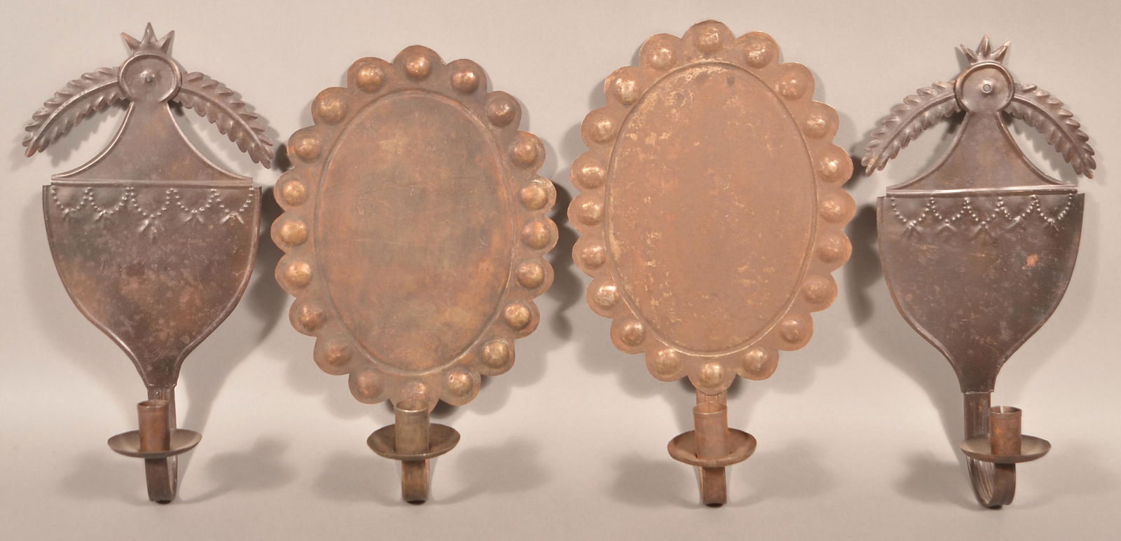 Two Pair of Contemporary Tin Candle Sconces. (1 of 2)