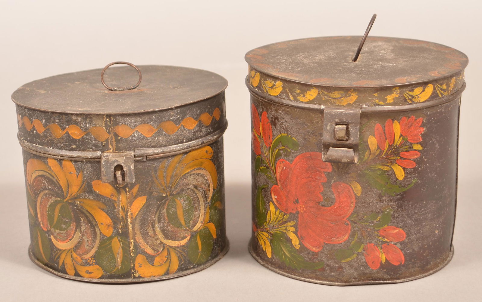 Two 19th Century Toleware Canisters. (1 of 3)