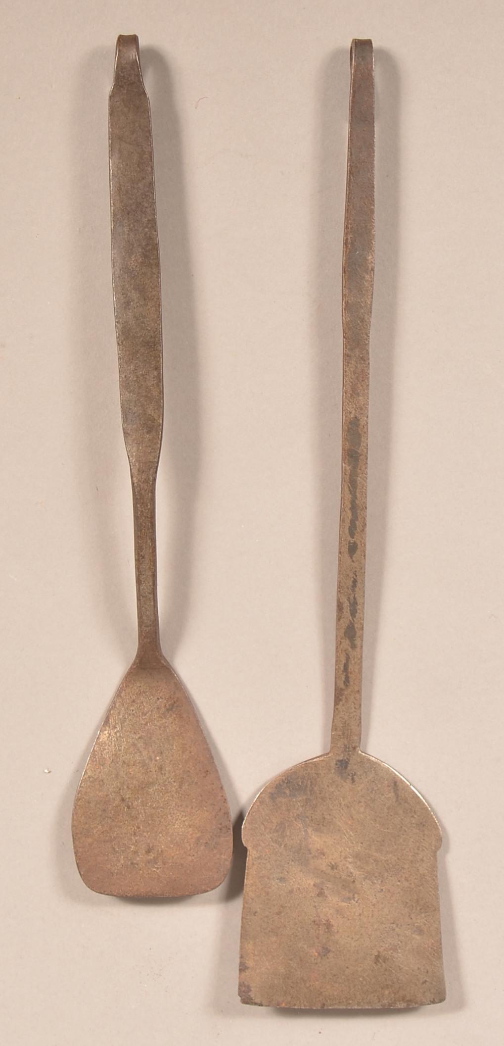 Two 19th C. Wrought Iron Spatulas Signed "W.M. Seiler". (1 of 4)