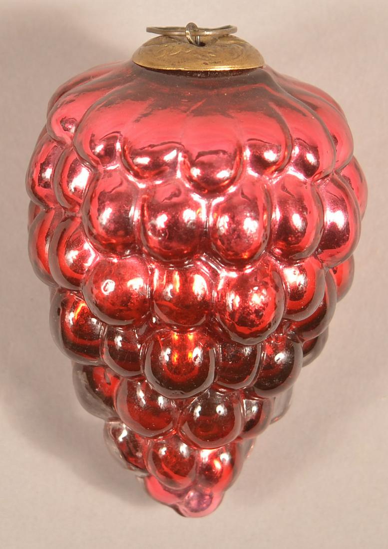 Antique German Red Glass Cluster of Grapes Kugel. (1 of 3)