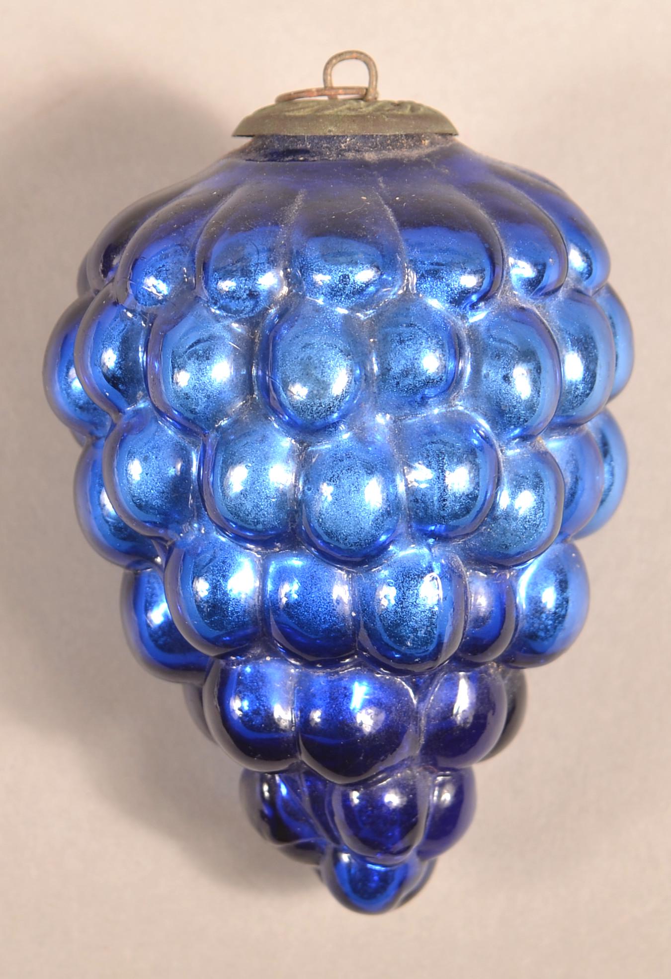 Antique German Blue Glass Cluster of Grapes Kugel. (1 of 3)