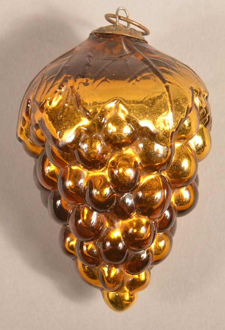 Antique French Amber Glass Cluster of Grapes Kugel. (1 of 3)