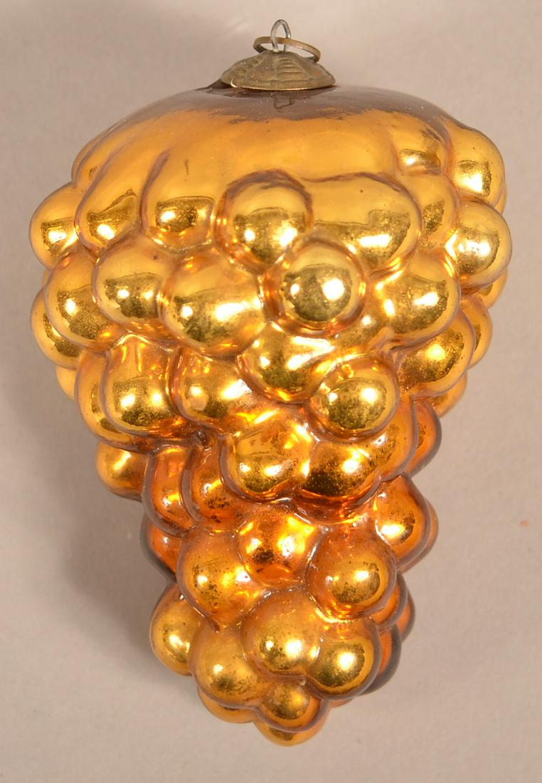 Antique German Gold Glass Cluster of Grapes Kugel. (1 of 3)