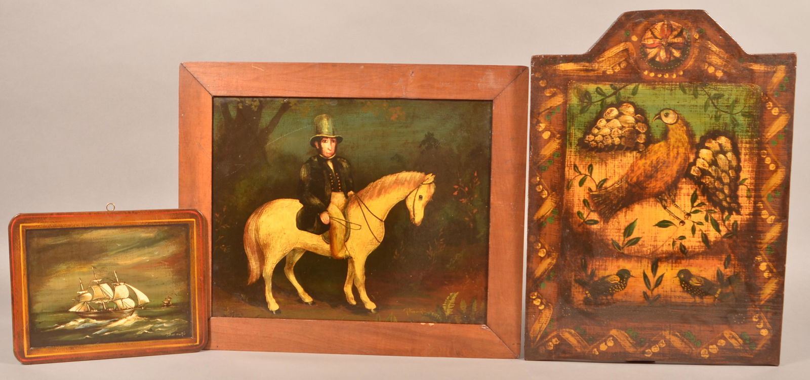 Three Signed Peter Ompir Folk Art Painted Panels. (1 of 4)