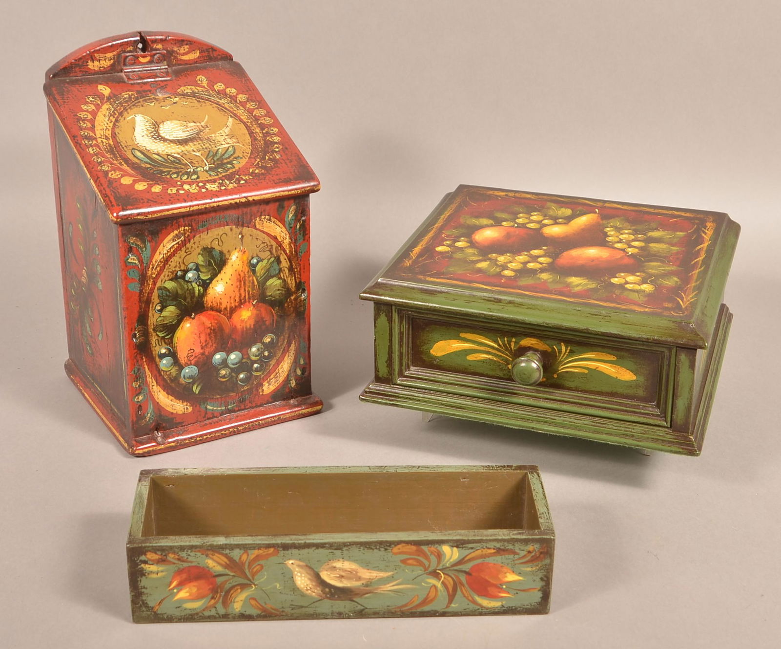 3 Pieces of Signed Peter Ompir Painted Woodenwares. (1 of 3)