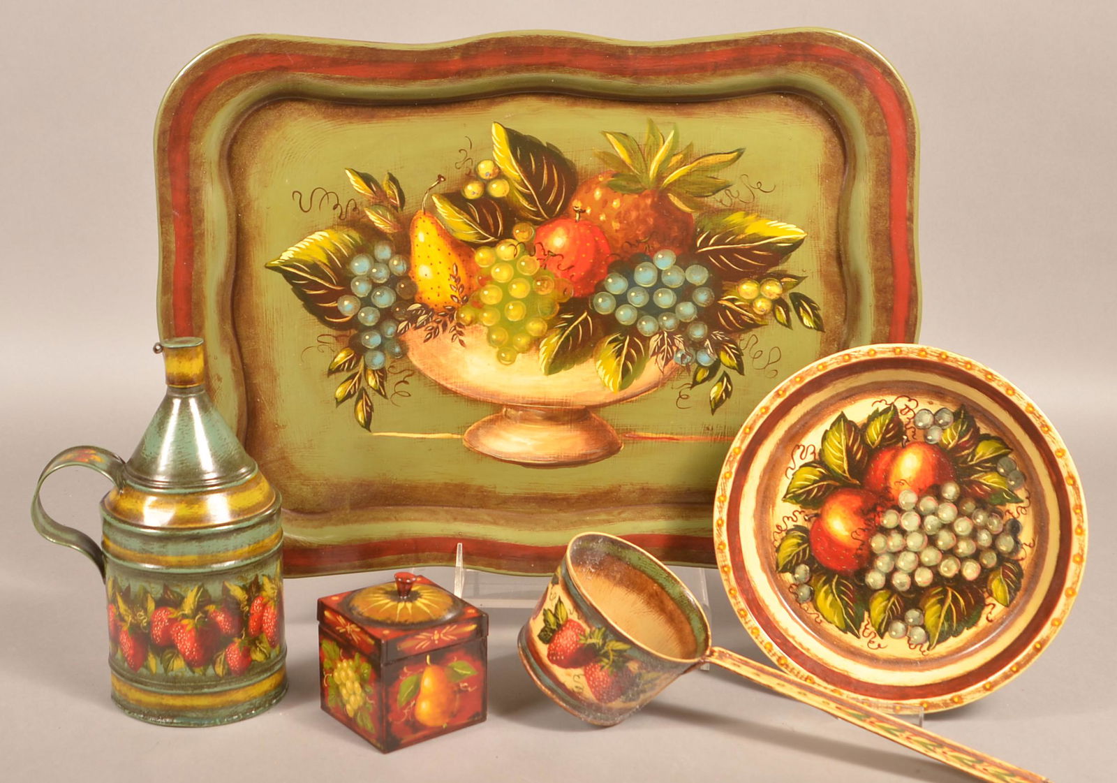 5 Pieces of Signed Peter Ompir Folk Art Painted (1 of 2)