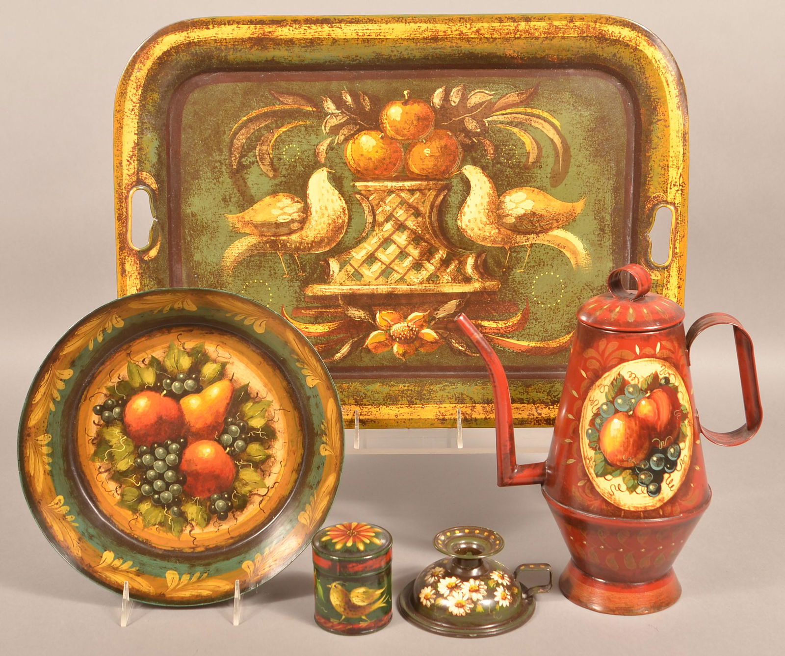 5 Pieces of Signed Peter Ompir Folk Art Painted (1 of 3)