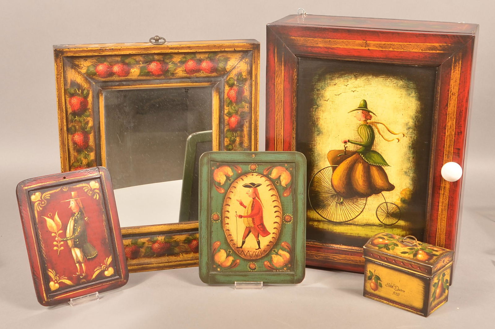 5 Pieces of Contemporary Painted Folk Art. (1 of 2)