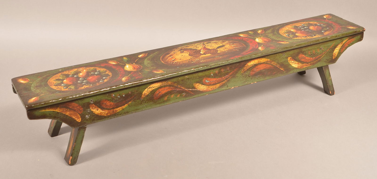 Signed Peter Ompir Folk Art Painted Stool. (1 of 4)