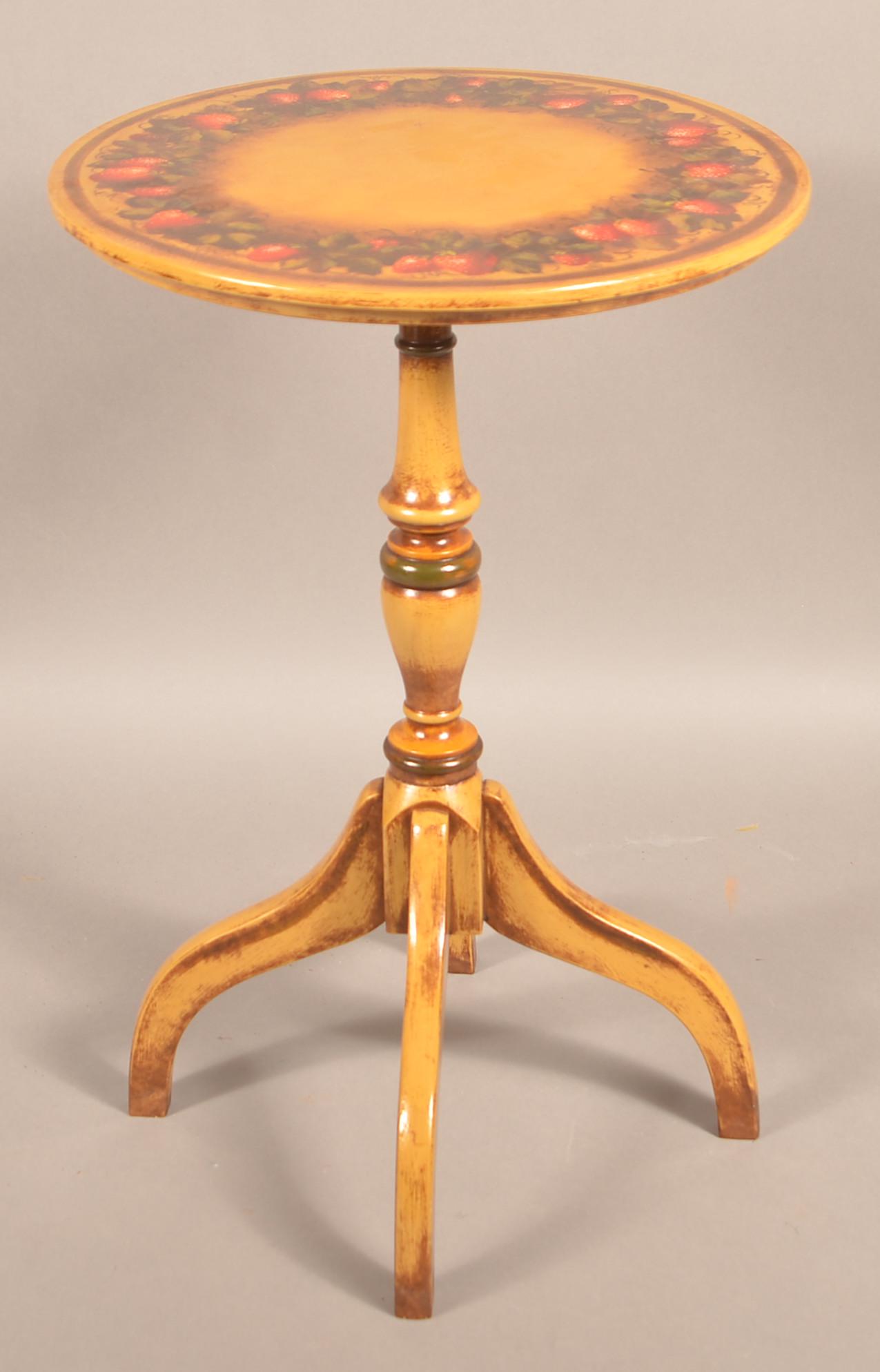 Signed Peter Ompir Folk Art Painted Candlestand. (1 of 3)