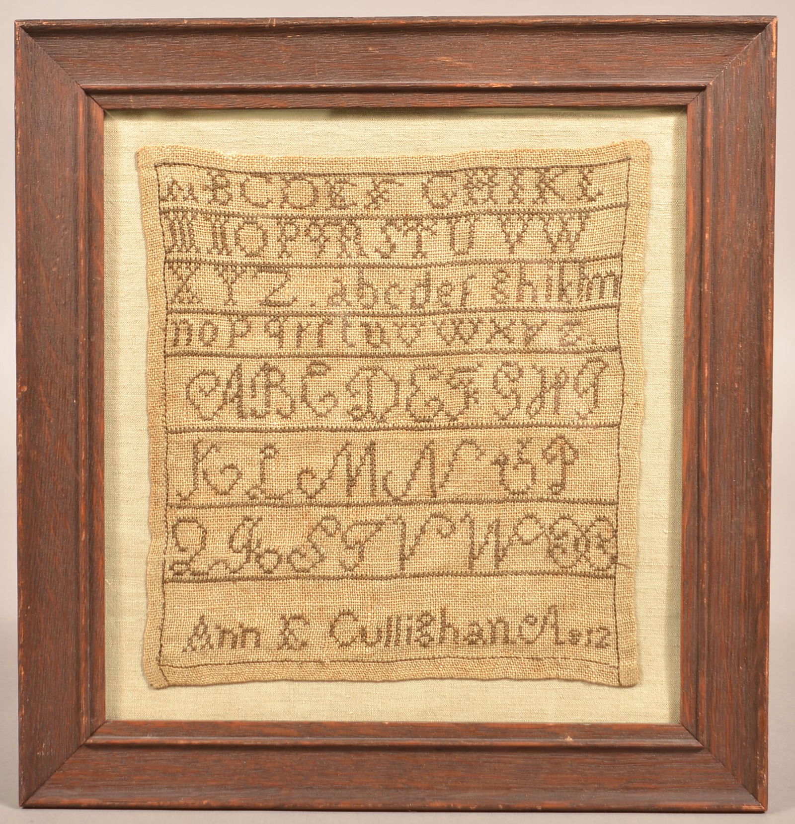 19th Century Needlework Alphabet Sampler. (1 of 3)